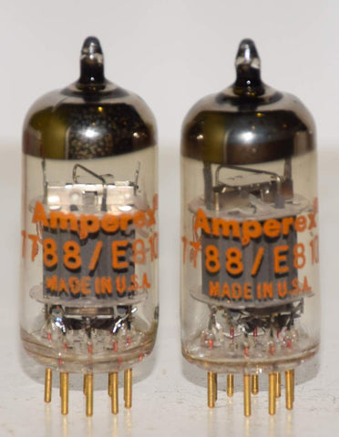 (!!!!) (Best Overall Pair) E810F=7788 Amperex PQ USA NOS gold pins 1974 (57ma and 57.5ma)