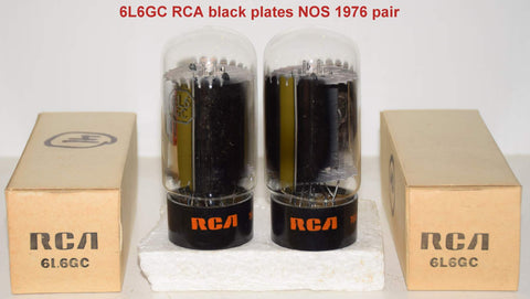 (!!!!!) (Best Pair #1) 6L6GC RCA black plate NOS 1976 same date codes (75ma and 76ma)