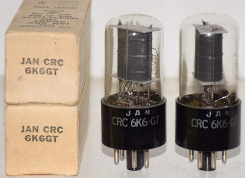 (!!!!) (BEST PAIR #1) JAN-CRC-6K6GT RCA black plate 1952 (42.5ma and 43ma)