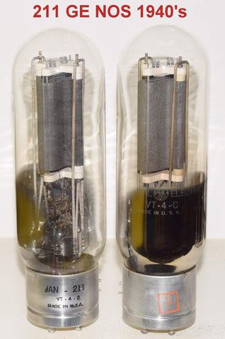 (!!!!!) (BEST PAIR) 211=VT-4C GE NOS 1942-1944 (111ma and 105ma) (Best Sound)