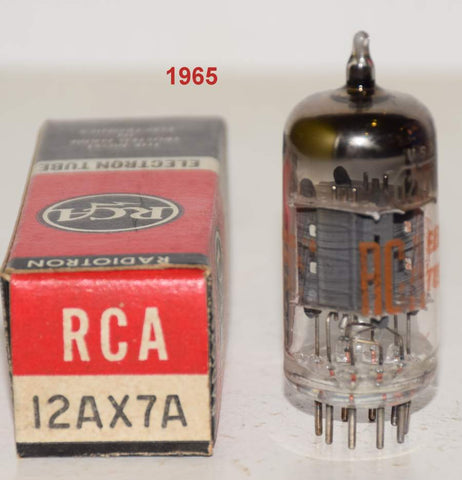 (!!!) (Best Overall Single) 12AX7A RCA ribbed plates NOS 1965 (Gm=1800/1800, 1.3/1.3ma) 1% triode balance (best tone, 2nd best to Mullard)