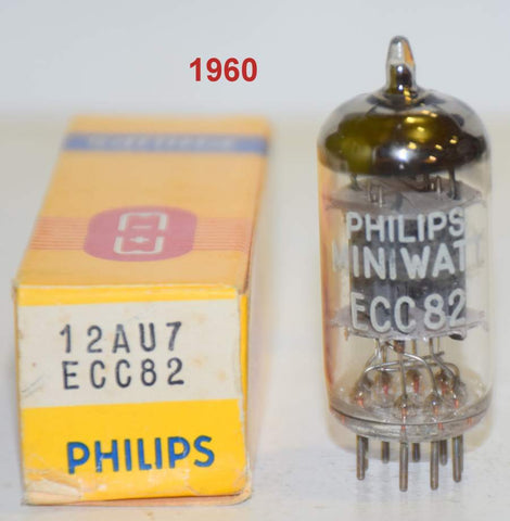 (!!!!) (Single 1960) ECC82=12AU7 Philips Miniwatt Holland NOS 1960 (9.2/10.4ma) (sweet sound)
