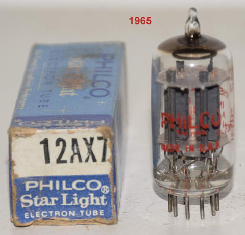 (!!) 12AX7 Sylvania branded Philco NOS 1965 (Gm=2400/2400 and 1.6/1.5ma) 1-3% section balance