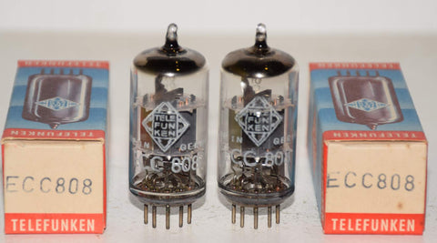 (!!!) (Best Pair #2) ECC808=6KX8 Telefunken Diamond Bottom NOS 1965 (1.0/0.9ma and 0.9/1.0ma)