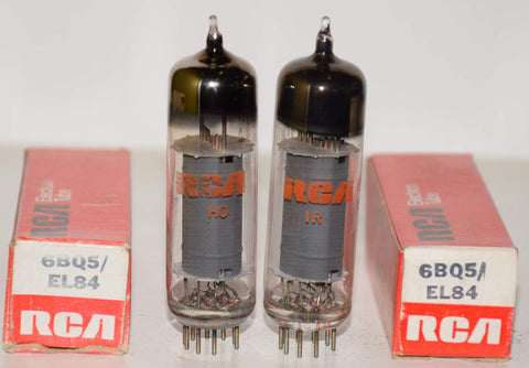 (!!!!) (Best Pair #1) 6BQ5 GE branded RCA gray plate NOS 1980 era (52ma and 52.8ma)