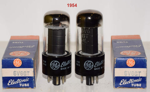 (!!!!) (Best Pair #1) 6V6GT GE black plate NOS 1954 (43ma and 43ma) 1-2% matched