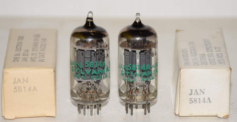 (!!!!!) (Best Pair #1) 5814A Sylvania JAN NOS 1969-1975 (10/10ma and 9.5/10.6ma) 1-3% matched