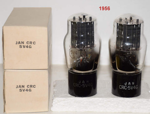 (!!!!!) (Best Overall Pair) JAN-CRC-5V4G RCA NOS black plates 1958 (64-62/40 and 63-62/40) 1-3% matched (next best to GZ32 Mullard UK)