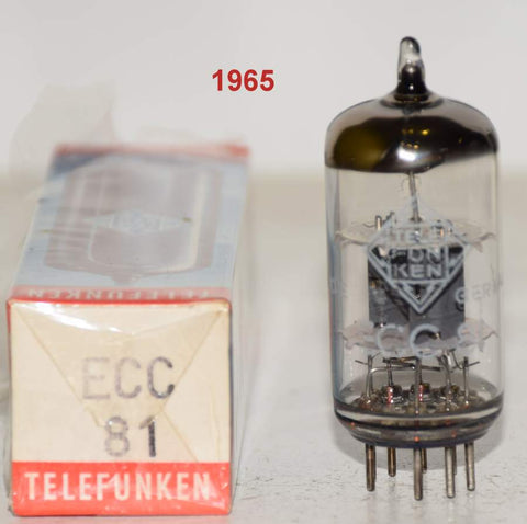 (!!!!) (Best Single #1) ECC81=12AT7 Telefunken Germany <> bottom NOS 1965 (12.6ma/11.3ma) (mic grade)