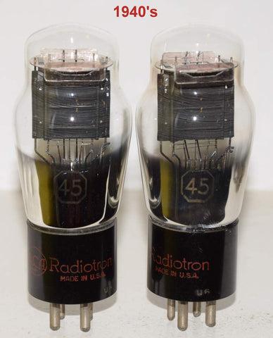 (!!!!!) (Best Pair) 45 RCA Radiotron 1940's used/test like new (28.2ma and 31.5ma) (Close Gm) (Excellent sonics in SET amp)