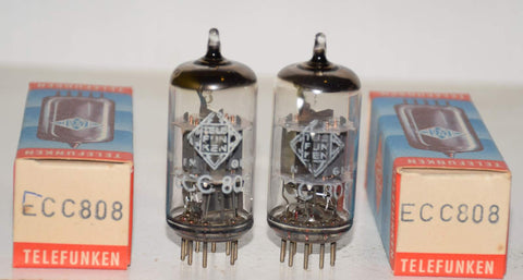 (!!!) (Pair) ECC808=6KX8 Telefunken Diamond Bottom NOS 1965 (1.0/0.8ma and 0.8/1.0ma)