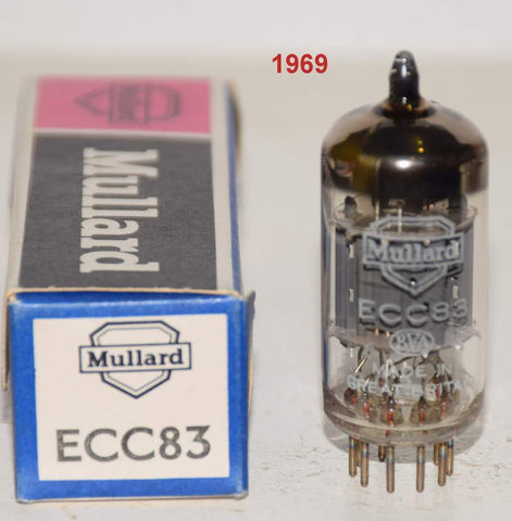 (!!!!!) (Best Single 1969) ECC83=12AX7 Mullard UK ribbed plates NOS 1969 (163 series) (1.3/1.6ma) (sweet sound)