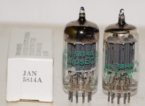 (!!!!) (Best Pair #1) 5814A Philips and Sylvania JAN NOS 1980-1985 (10.7/9.2ma and 10.2/9.7ma) (Same Gm)