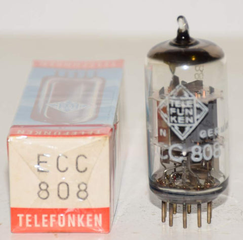 (!!!) (Best Single) ECC808=6KX8 Telefunken Diamond Bottom NOS 1968 (1.6/1.4ma Gm=1800/1700)