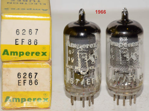 (!!!!!) (Best Pair) EF86 Amperex Bugle Boy Holland NOS 1966 (3.3ma and 3.0ma) (close Gm)