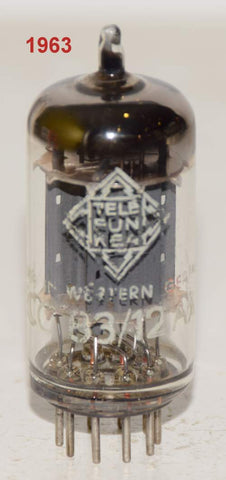 (!!!) (BEST VALUE and SOUND) 12AX7=ECC83 Telefunken Germany <> bottom smooth plates used/70-75% 1963 (Gm=1300/1300) (0.6/0.6ma)