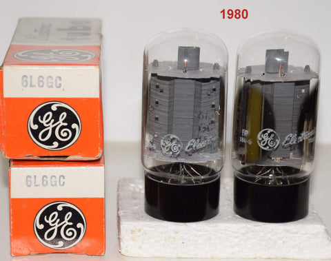 (!!!!) (Best Pair #2) 6L6GC GE NOS 1980 same date codes (73.0ma and 74.3ma) (close Gm)