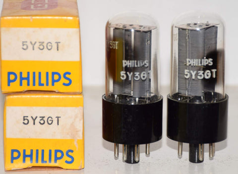 (!!!!) (Pair) 5Y3GT Philips Holland NOS 1960's (62-70/40 and 62-70/40)