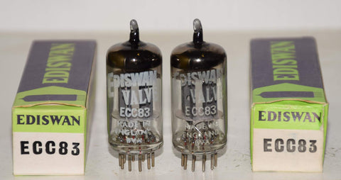 (!!!!) (Best Pair #2) ECC83=12AX7 BRIMAR EDISWAN VALVE England gray ribbed plates 