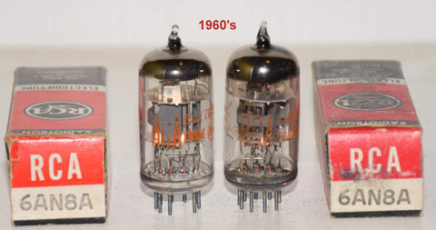 (!!!) (BEST PAIR #3) 6AN8A RCA NOS 1967-1968 (13.2/12.8ma and 14/11ma)