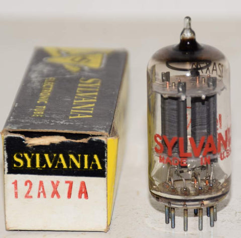 (!!!!) (Best Single) 12AX7A Sylvania red print NOS 1960's (Gm=3000/3500 and 2.5/2.9ma)