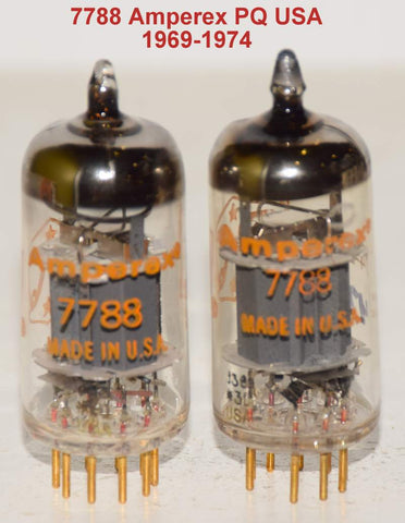 (!!!) (Best Pair #4) 7788 Amperex PQ USA gold pins NOS 1969-1974 (39.5ma and 43ma)