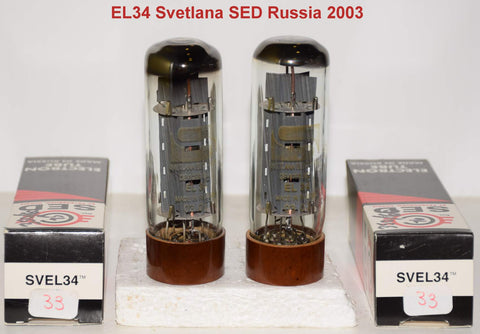 (!!!!) (Best Pair #3) EL34 Svetlana SED Russian NEW 2003 (85ma and 82.5ma)