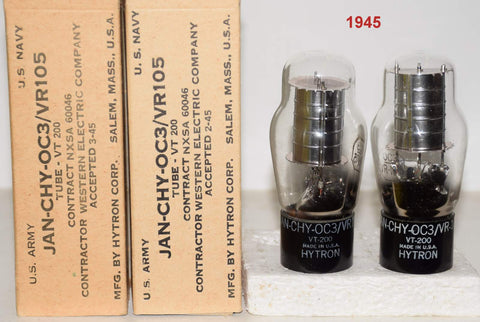 (!!) (Best Pair) JAN-CHY-0C3=VT-200 Hytron NOS 1945 (argon)