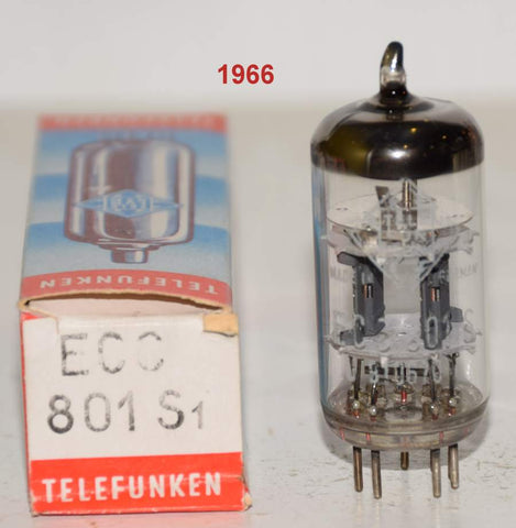 (!!!!!) (Best Single) ECC801S=12AT7 Telefunken Germany <> bottom NOS 1966 (10.8/9.8ma)