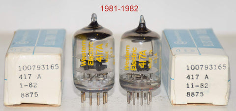 (!!!!) (Best Pair) 417A Western Electric NOS 1981-1982 (32ma and 31.5ma)