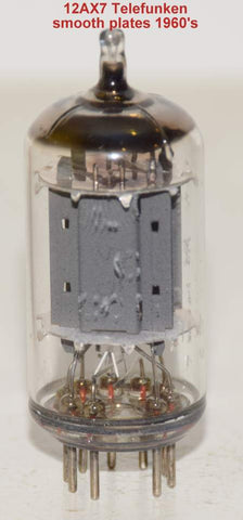 (!!!) (BEST VALUE) 12AX7=ECC83 Telefunken Germany <> bottom smooth plates used/tests like new faded printing (Gm=1600/1700) (1.0/1.2ma) 1-3% section balance