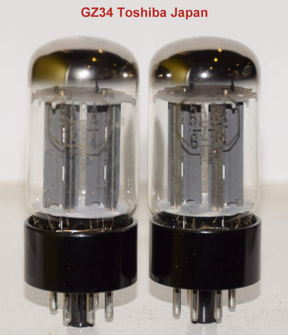 (!!!) (Best Value Pair) GZ34 Toshiba Japan NOS 1970's no printing (rare) (60-60/40 x 2 tubes) 1% matched (LS300, Dynaco, Latino, Scott, Marshall, Fender, Cary)