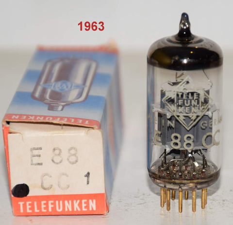 (!!!!!) (Best Single #2) E88CC=6922 Telefunken Germany <> bottom NOS original box 1963 (16.4ma/18.0ma)