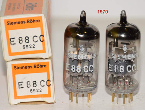 (!!!!) (Best Pair) E88CC=6922 Siemens Halske Germany NOS 1970 (A4 series) (18.8/18.0ma and 15.2/15.9ma) (phono-grade)