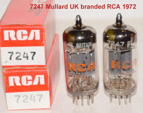 (!!!!) (Best Overall Pair) 7247=12DW7 Mullard UK NOS rebranded RCA 1972 (1.2/11.5ma and 1.2/11.4ma) 1% matched