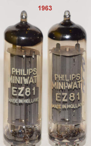 (!!!!) (Best Value Pair) EZ81 Mullard Blackburn UK branded PHILIPS MINIWATT 