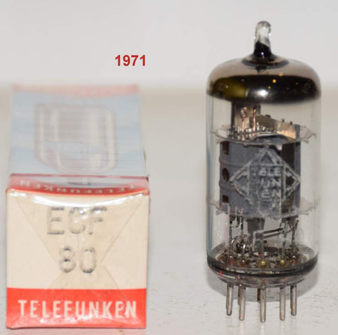 (!!!!!) (Single #2) ECF80=6BL8 Telefunken Germany NOS 1971 (11.8/9.4ma)