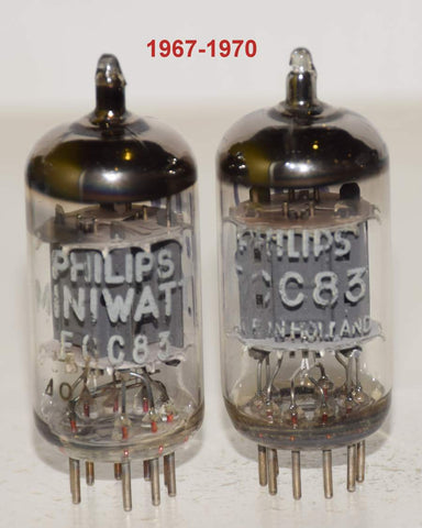 (!!!!) (Good Value Pair) 12AX7=ECC83 Philips Holland ribbed plates 