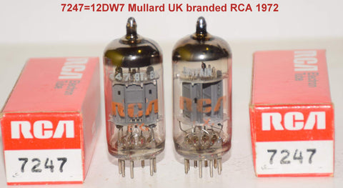 (!!!!) (Best Pair #2) 7247=12DW7 Mullard UK NOS rebranded RCA 1972 (1.5/11.5ma and 1.7/11.4ma) 1-3% matched