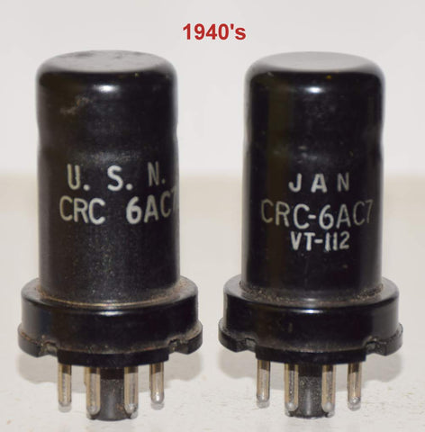 (!!!) (Best Pair) 6AC7=1852=VT-112 RCA low hours/tests like new 1940's (11.4/12.4ma)