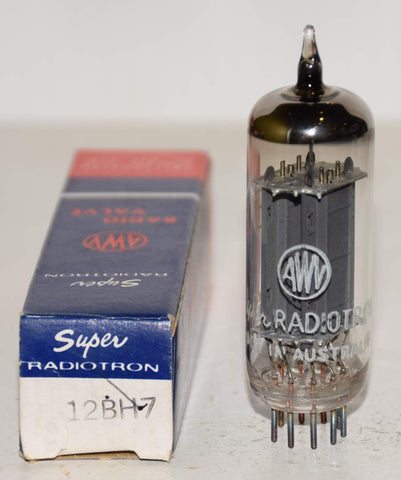 (!!!!!) (Best Single #1) 12BH7 Super Radiotron Australia gray ribbed plates NOS 1960's (10.8/8.9ma) (similar sound to RCA) (McIntosh, VTL, Manley, Quicksilver)