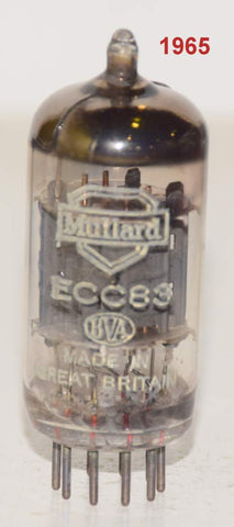 (!!) (Best Value Single) 12AX7=ECC83 Mullard UK used/good 1965 (163 series) (Gm=1500/1400 and 1.0/0.8ma)
