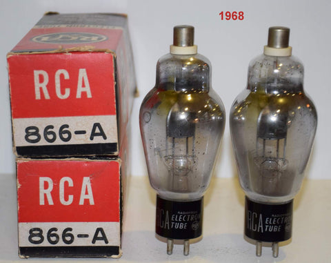 (!!!) (Best Pair) 866A RCA NOS 1968 original boxes (63-64/40 x 2 tubes)