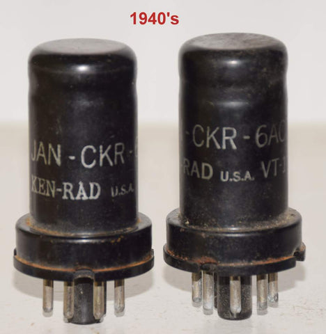 (Pair) 6AC7=1852 Ken Rad used/strong 1940's (9.6/10ma)