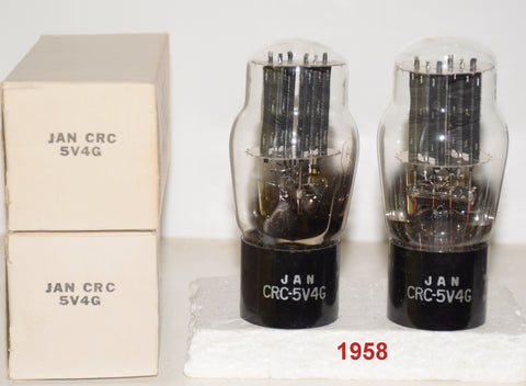 (!!!!!) (Best Overall Pair) JAN-CRC-5V4G RCA NOS black plates 1958 (62-62/40 and 62-62/40) 1-2% matched (next best to GZ32 Mullard UK)
