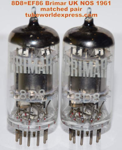 (!!!!) (Pair) 8D8=EF86 Brimar UK quad mica NOS 1961 (3.0ma and 2.9ma) 1-2% matched