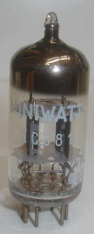(!!!) (slightly microphonic) ECC81=12AT7 Miniwatt by Mullard NOS 1970 (9.6/10.6ma)
