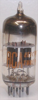(!) 12AT7 RCA black plates NOS D getter halo 1950's, slightly microphonic (13/16.4ma) (high Ma and Gm)