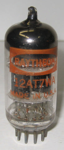 12AT7WA Raytheon black plates - triple mica - O getter halo 1960's mis-matched triode sections (7/12ma)