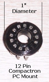 12 pin US made compactron PC mount black phenolic sockets with pins on 1